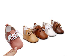 新款系带英伦风宝宝短靴软底硬底单鞋婴儿学步鞋