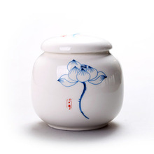 陶瓷茶叶罐装茶密封罐 个性普洱茶罐手绘白瓷密封储蓄便携旅行装