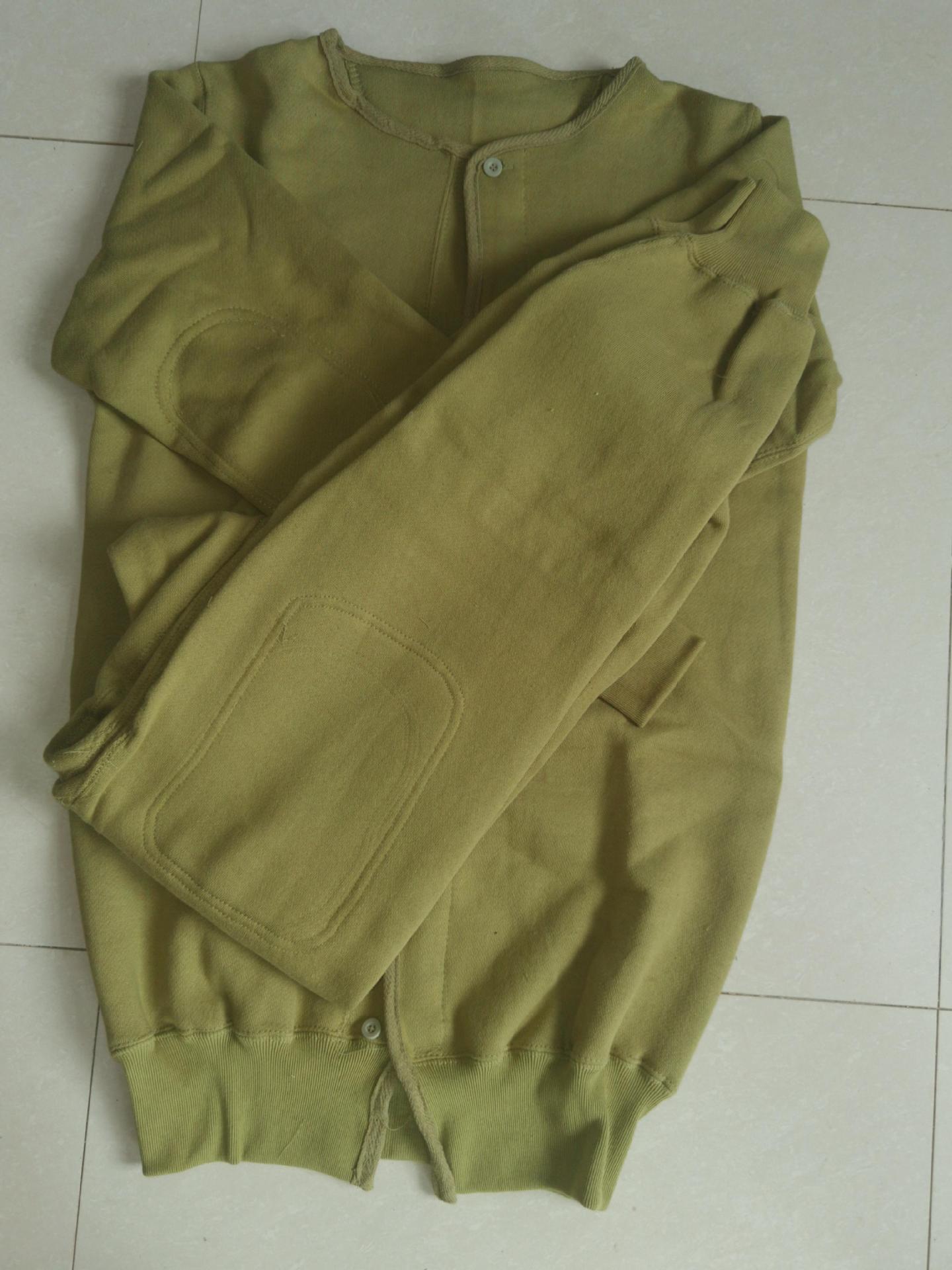 军黄纯棉抗缩绒衣裤