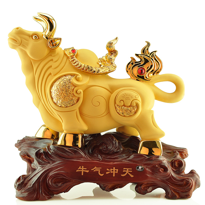 招财生肖牛摆件家居风水牛装饰饭店酒店前台办公室桌面工艺品摆设