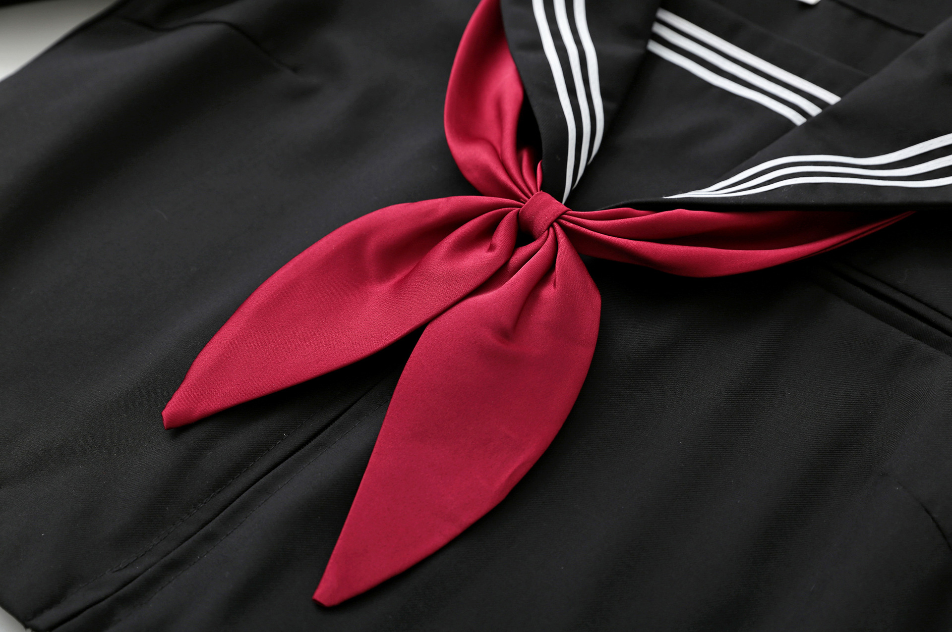 jk领结女纯色日系制服衬衫水手服学院风蝴蝶结校服赤羽根领花红色