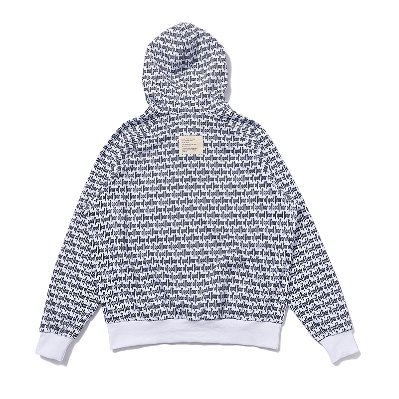 欧美街潮fear of god fog满印字母印花高街加绒卫衣男女情侣装
