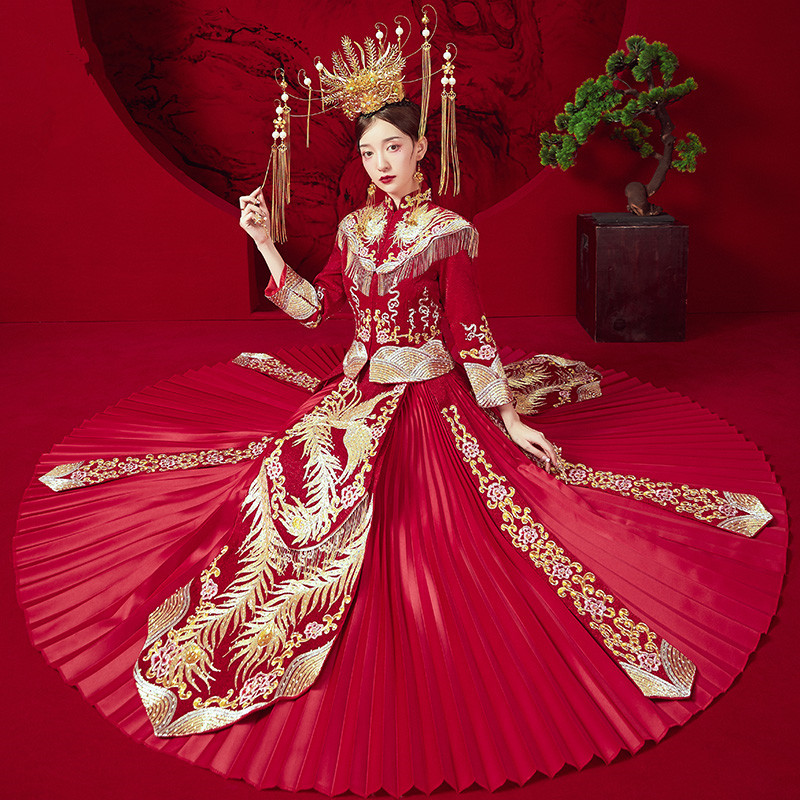 秀禾服新娘2022款中式婚纱结婚礼服敬酒服嫁衣中国风凤冠霞帔女