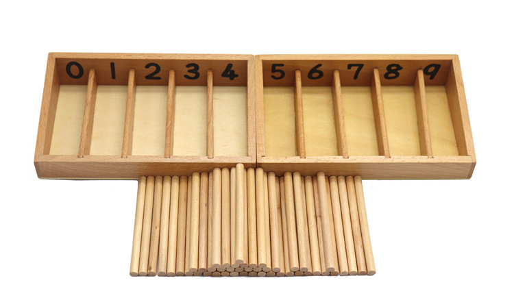 蒙氏早教教具纺锤棒箱儿童数字运算计算玩具1-10数字认知数数棒盒