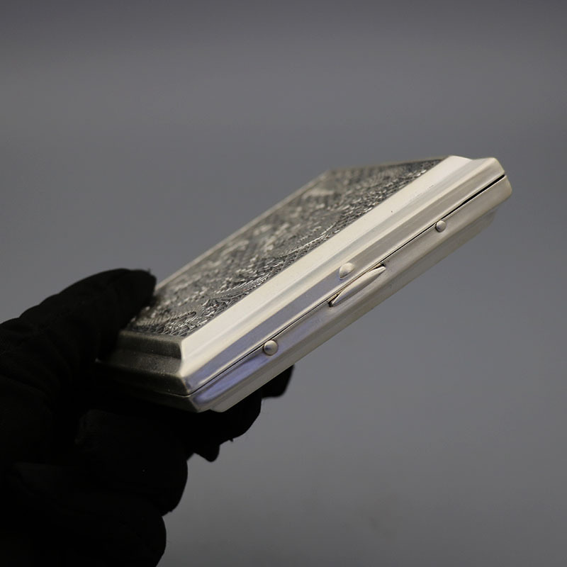 纯银烟盒名片盒做旧 龙亮面 足银999高档 礼品送同事礼物男士烟具