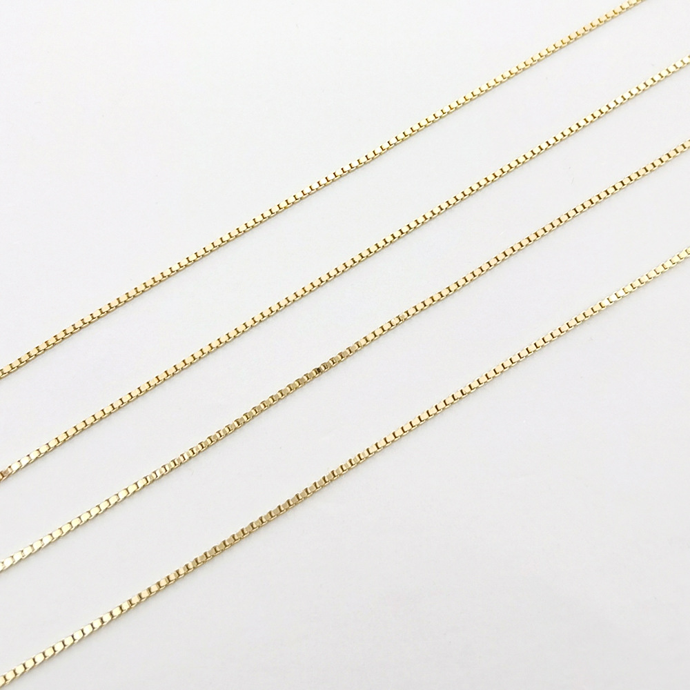 工厂直销14k金项链盒子链盒仔链40cm锁骨链45cm金链子14k项链批发