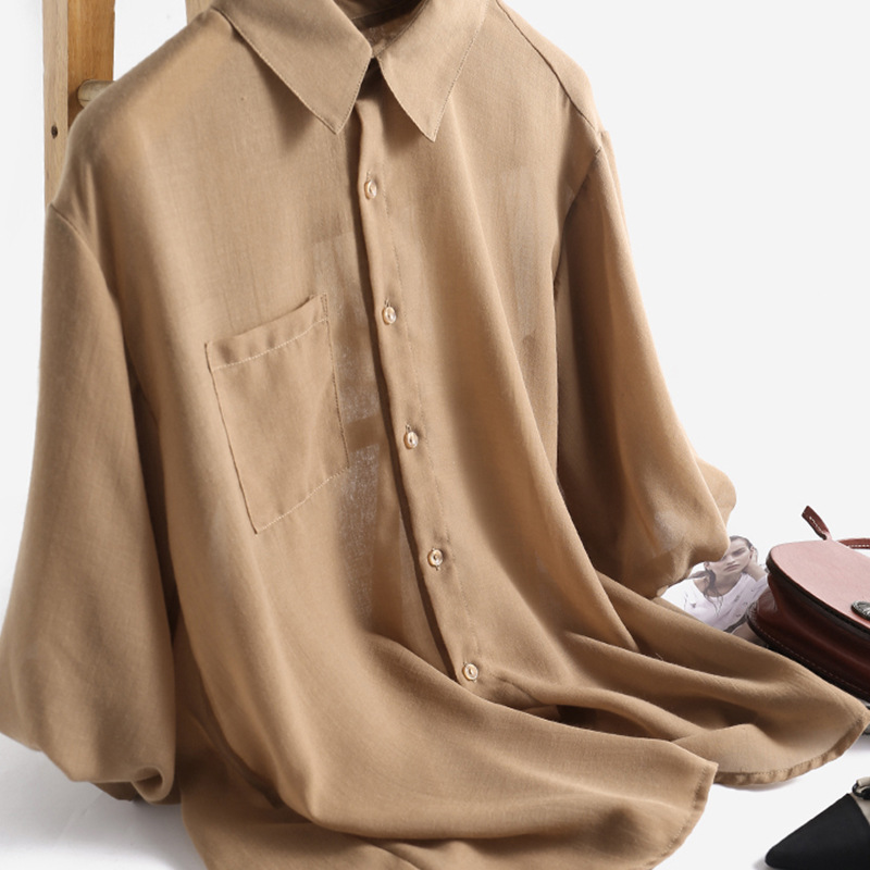 限量· 雀茶色!设计师款 显瘦灯笼袖衬衫