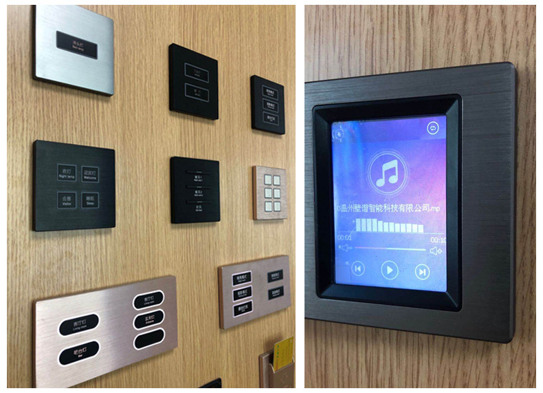 酒店新款智能220v强电rs485通讯三位轻触开关面板u椭圆形轻触按键