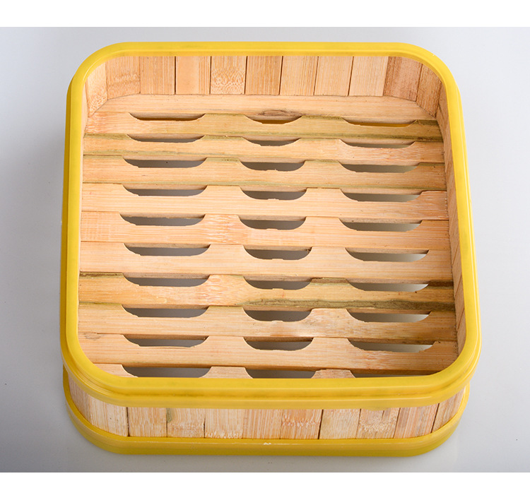 塑料胶边竹制方形蒸笼商用广式早茶港式点心小笼包子家用蒸锅笼屉