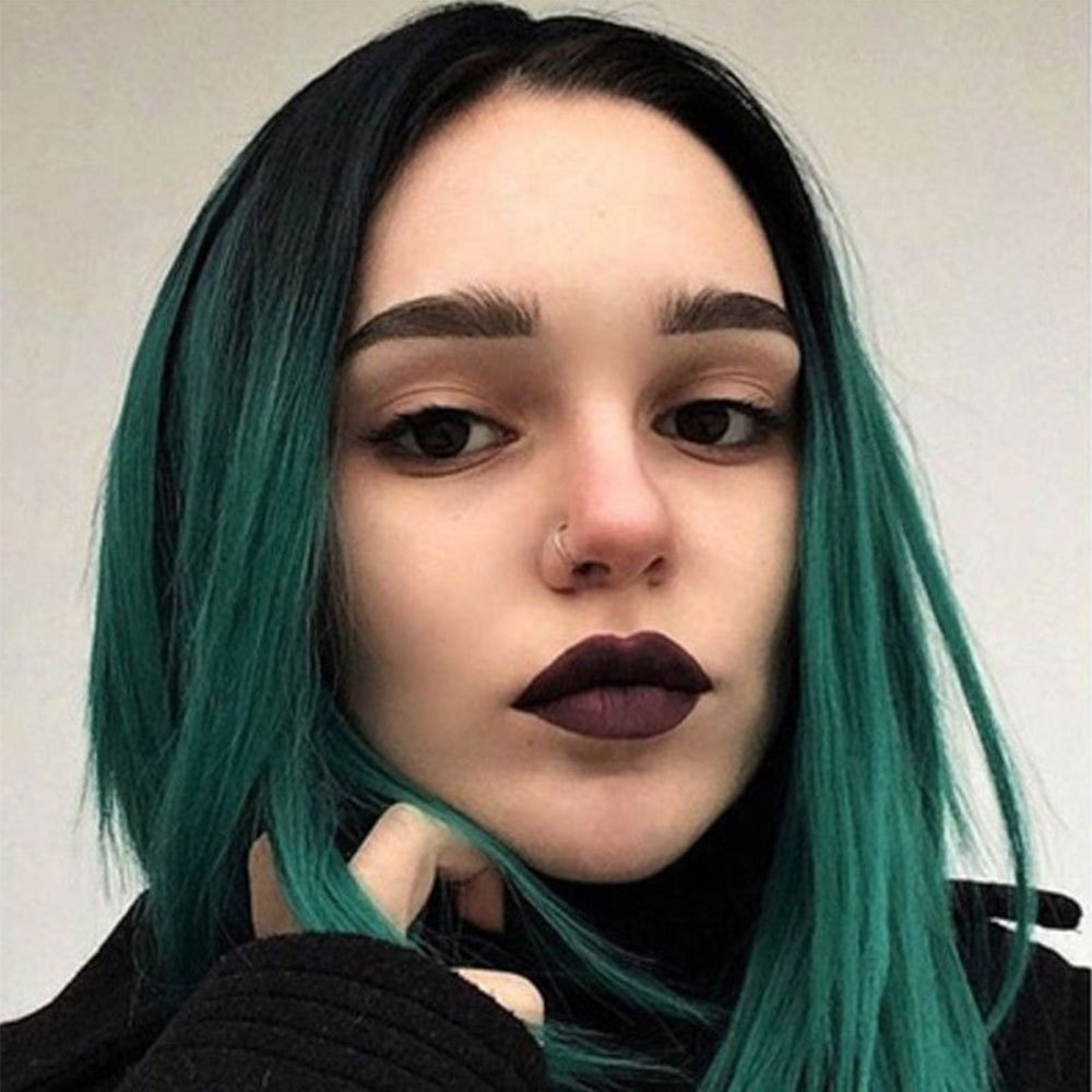 新款欧美假发女黑色渐变墨绿色短发中分bobo头短直发厂家现货批发