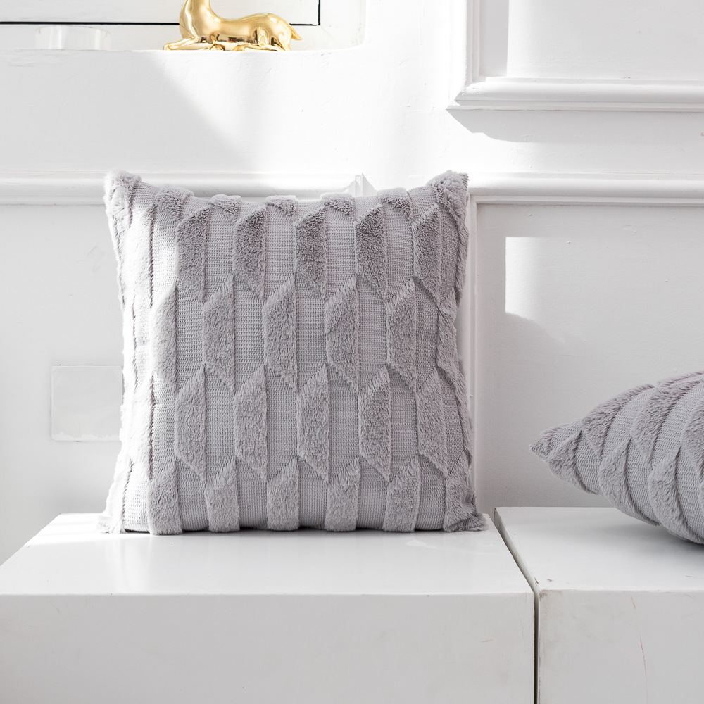 亚马逊柔软抱枕套纯色装饰沙发卧室沙发短毛绒枕头套子奢华靠垫套