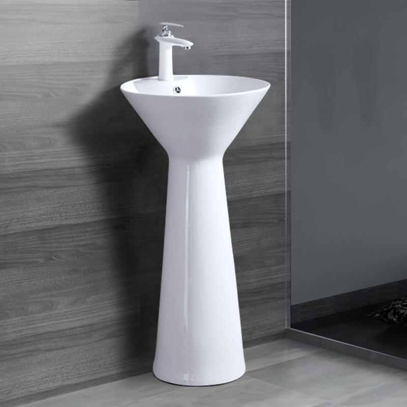 立柱盆落地式陶瓷洗脸盆立式洗手盆陶瓷卫生间阳台立柱洗面盆-报价
