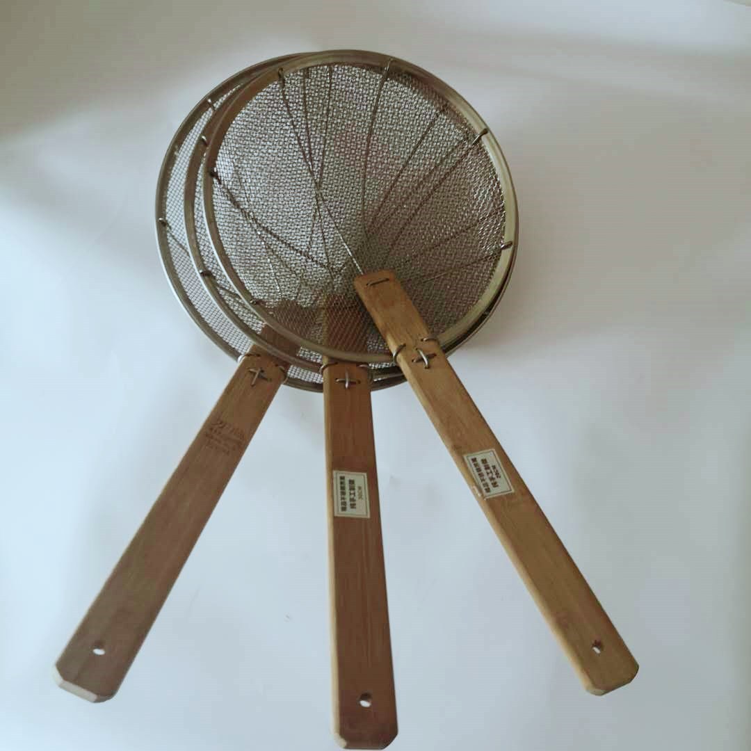 纯手工打造不锈钢笊篱 精品竹把笊篱手工笊篱漏勺捞篱过滤勺