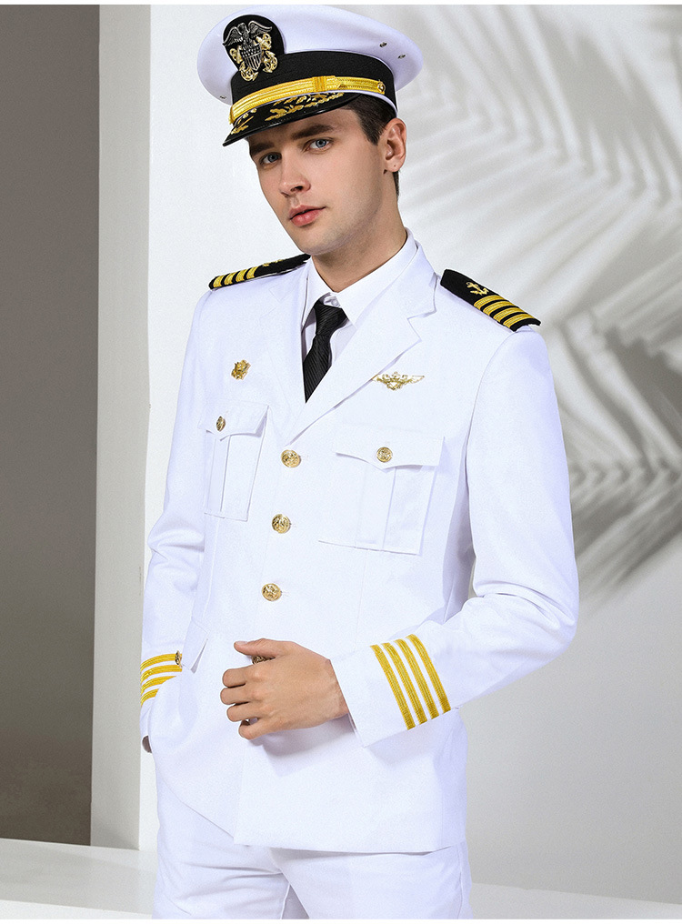 船长海员船员制服航运游艇水手轮机长男黑色西装酒吧演出个性外套