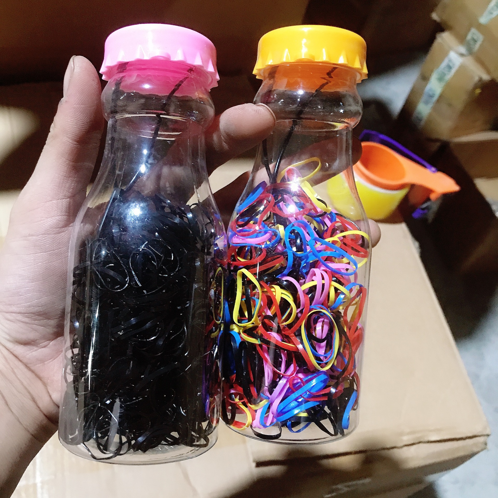 可乐大瓶皮筋 一次性弹力皮筋星星瓶皮筋两元店饰品百货货源