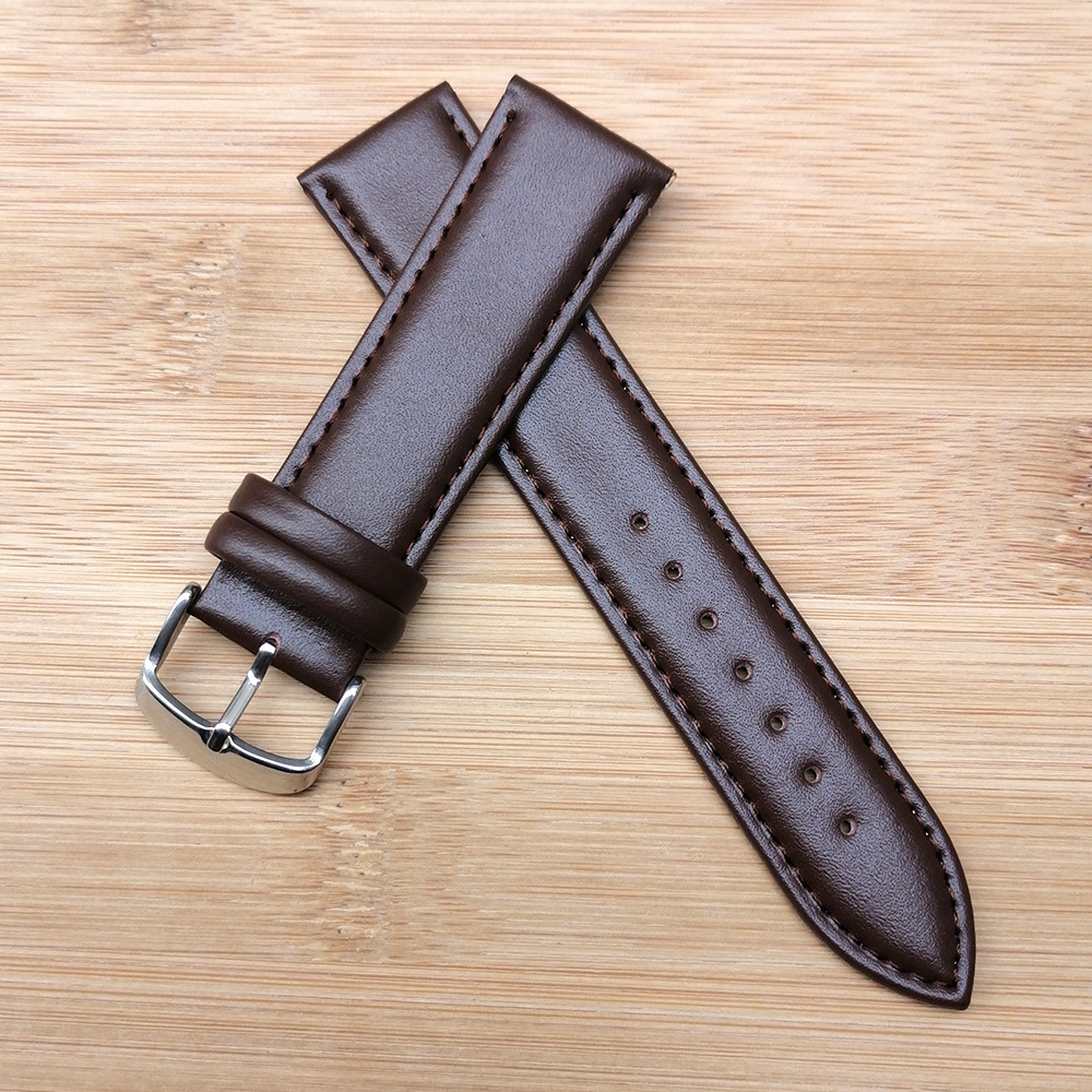 厂家批发针纹真皮手表带黑色头层牛皮表带16 18 20 22现货