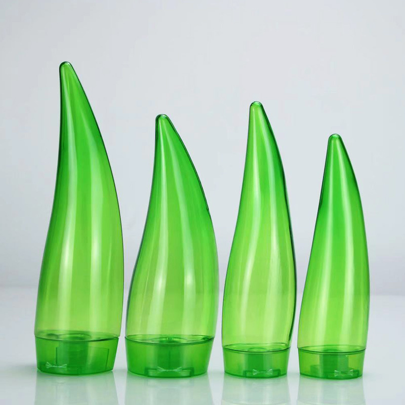 直销pvc牛角瓶120ml,160m ,200ml ,260ml芦荟胶凝胶翻盖倒立瓶