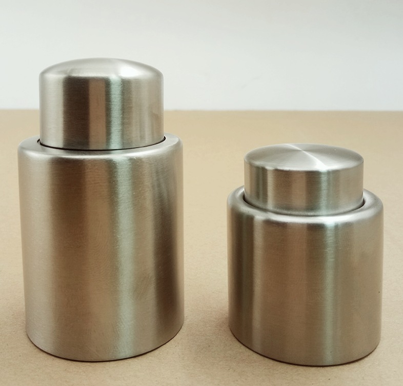 不锈钢按压式红酒塞红酒保鲜塞葡萄酒金属密封瓶塞真空抽气塞定制