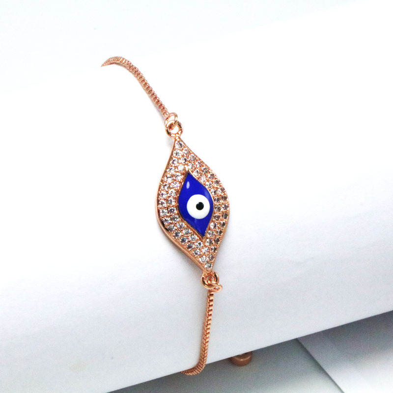 欧美跨境流行饰品镶钻恶魔之眼手链土耳其滴油蓝眼睛手链手饰饰品