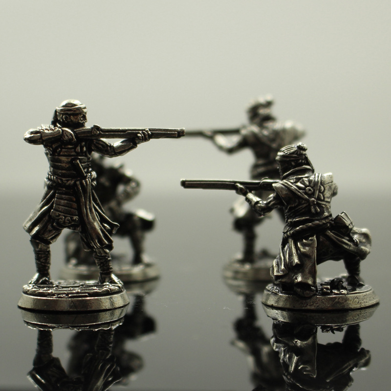 白铜日本幕府武士炮兵古代兵人玩具模型成品桌面游戏汽车摆件手