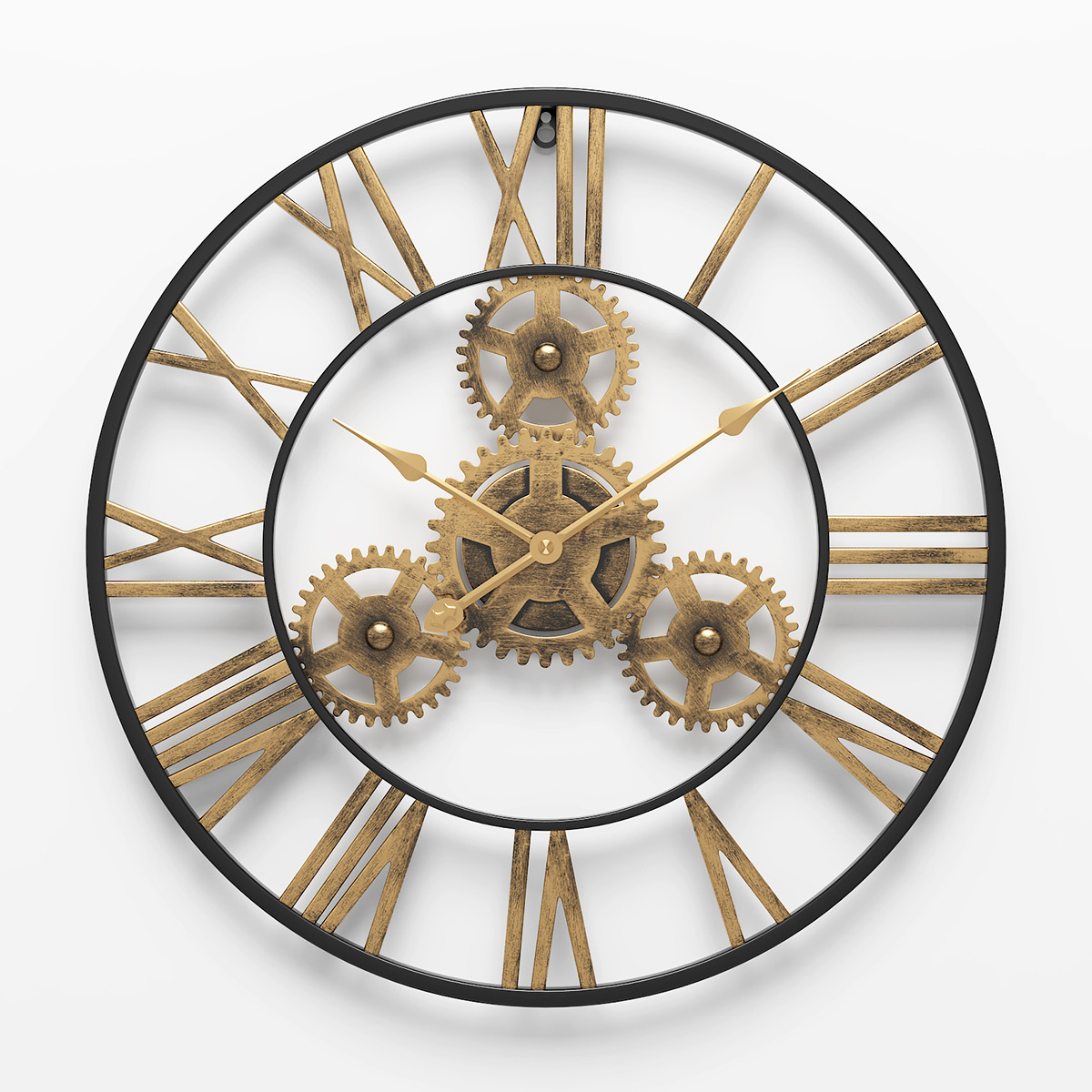 亚马逊热卖产品挂钟创意壁钟欧式式铁艺齿轮挂钟客厅书房装饰钟表