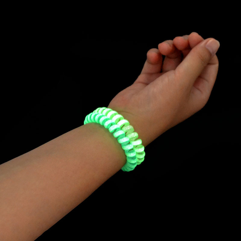 5cm韩版夜光电话线发圈纯色皮筋彩色电话绳弹力手环
