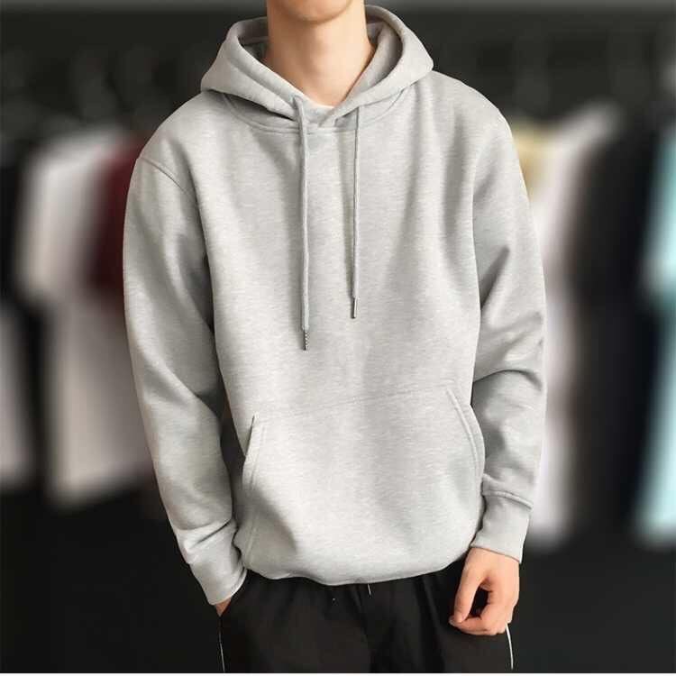 New Autumn/Winter Hooded Sweater Men's Sports Loose Solid Color Terry Autumn and Winter Business Attire Wholesale Sweater