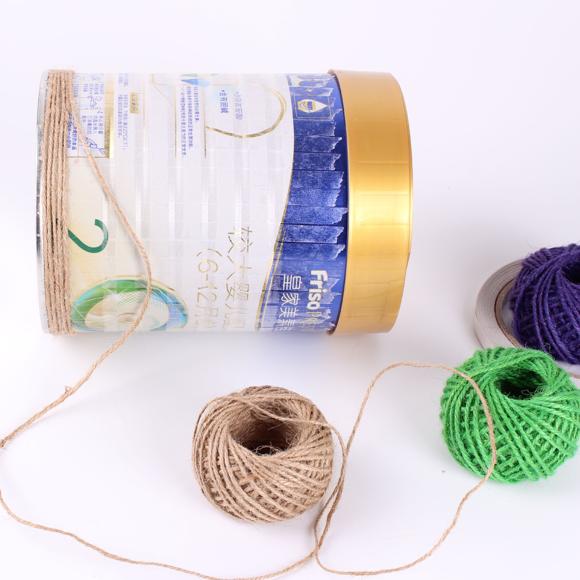 麻绳瓶子奶粉罐diy手工废物利用收纳装饰幼儿园创意花瓶制作材料