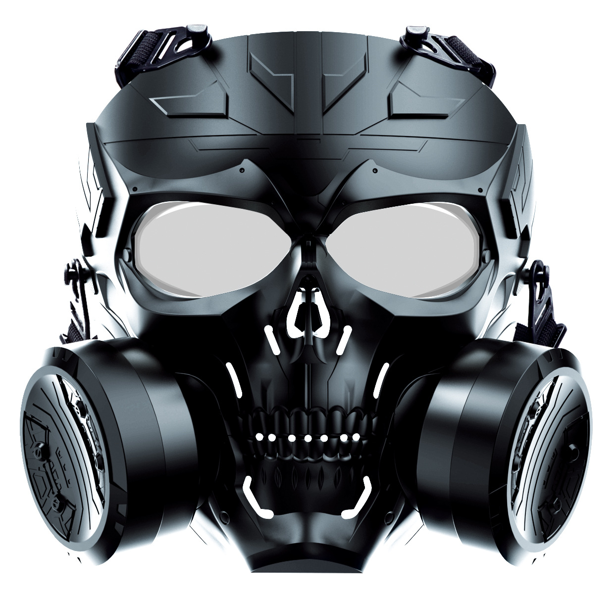 生化机械骷髅风扇面具 万圣节户外运动双风扇排汗面罩