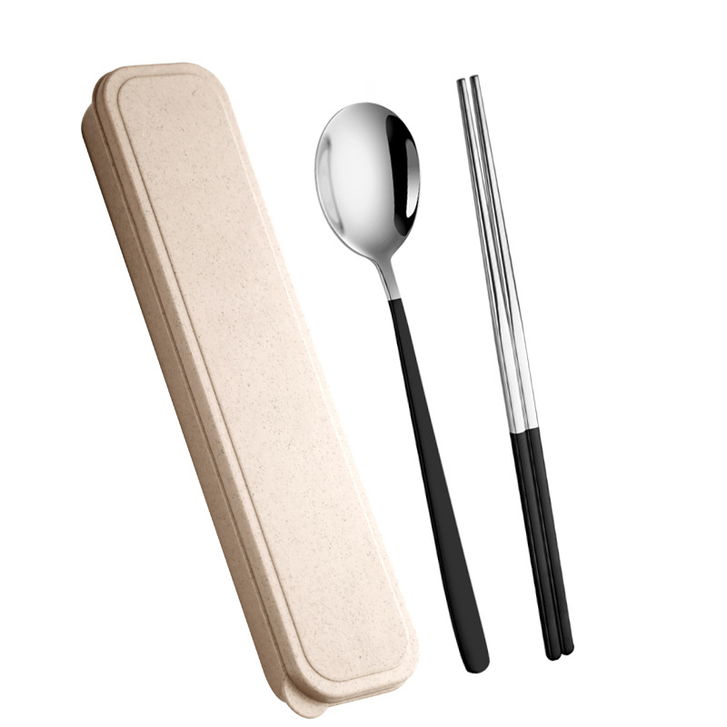 Creative Ins Style Stainless Steel Portable Tableware Set Chopsticks Portable Three-Piece Fork Spoon Chopsticks