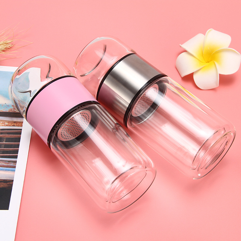 泡茶师茶水分离杯男女士便携花茶杯送领导高硼硅双层玻璃杯