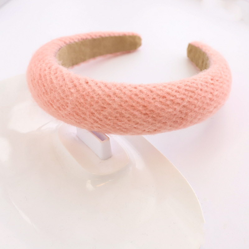 Factory Wholesale European and American Style Sponge Headband Solid Color Knitted Sponge Wide-Brim Hair Accessories Headband Thickened Female Hair Tie R44