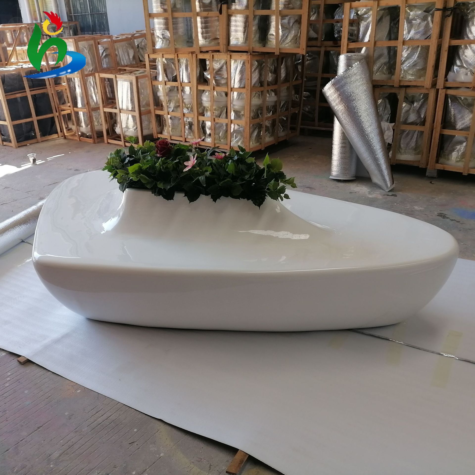 0成交19件工厂直供心形花盆椅玻璃钢座椅户外等候椅商场美陈休闲椅