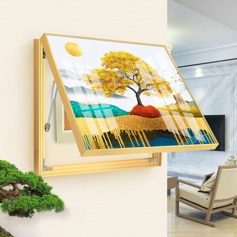 浩隆晶瓷镶钻电表箱装饰画配电箱 左右推拉掀盖电闸箱挂画免打孔