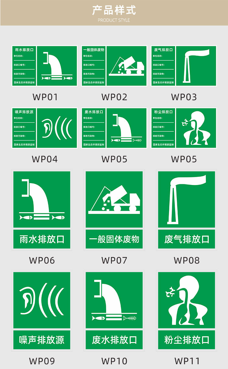 危险废物标识牌环保仓库固体危废间污水废气排放口噪声源标志定制