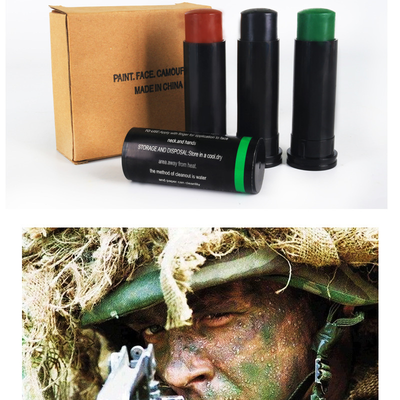 伪装迷彩油cs脸彩伪装油户外面部三色迷彩油野战军迷伪装迷彩油