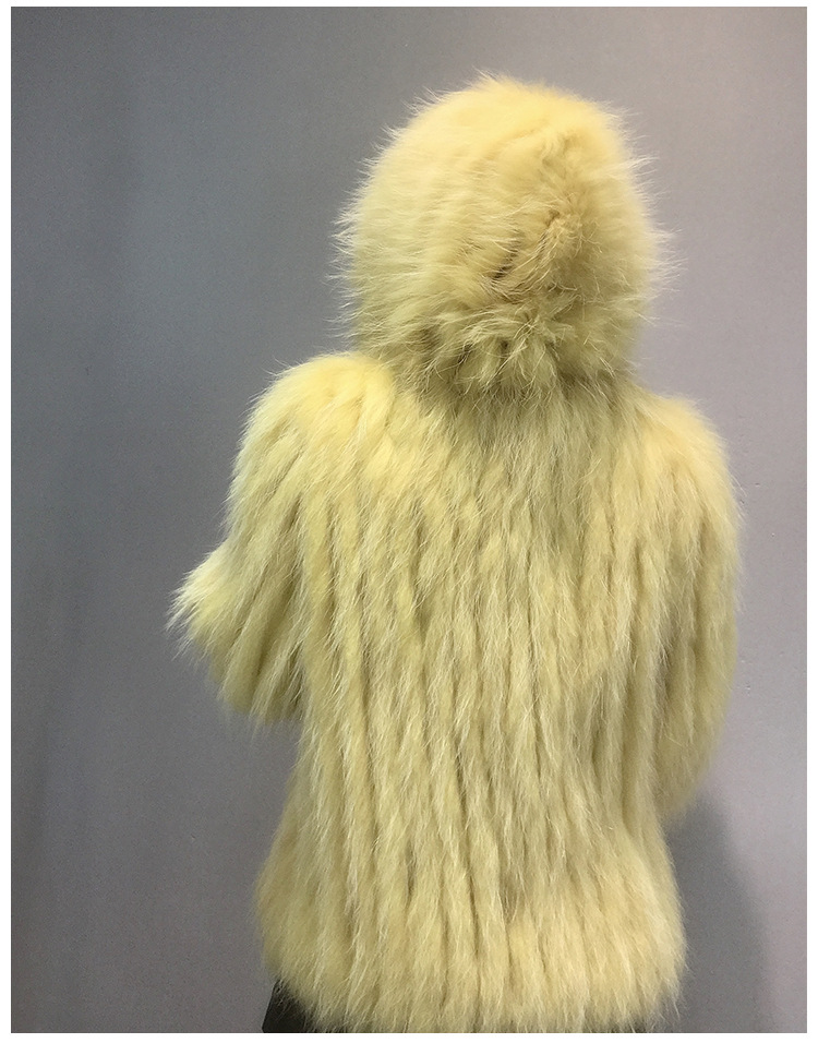 2020秋冬新款白貉子毛车条连帽皮草外套女时尚显瘦狐狸毛编织外套