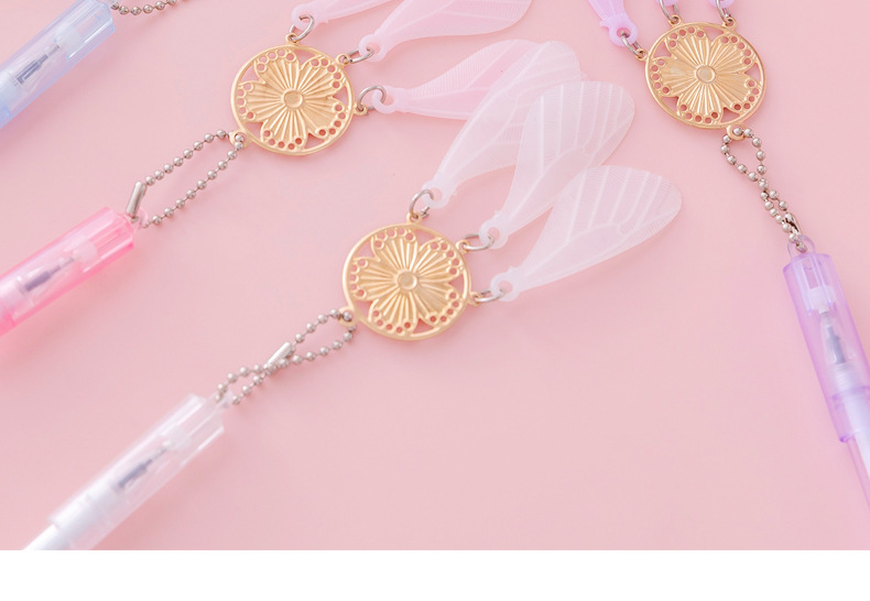 可爱捕梦网羽毛吊坠中性笔少女心网红吊链水笔可爱卡通学生签字笔