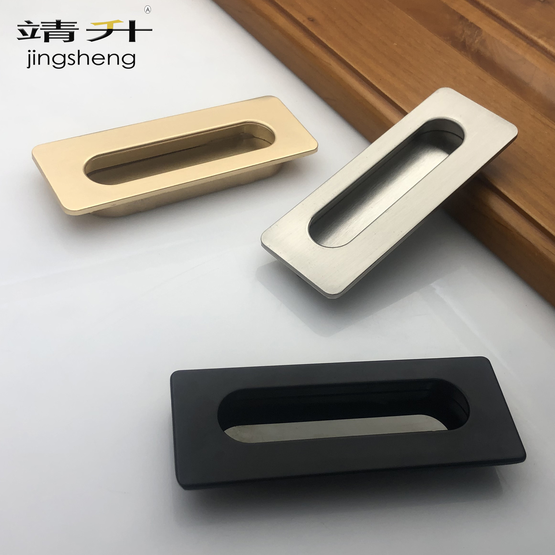 锌合金简约不锈钢隐形暗藏嵌入式轻奢金色铜拉丝柜门拉手黑色开槽