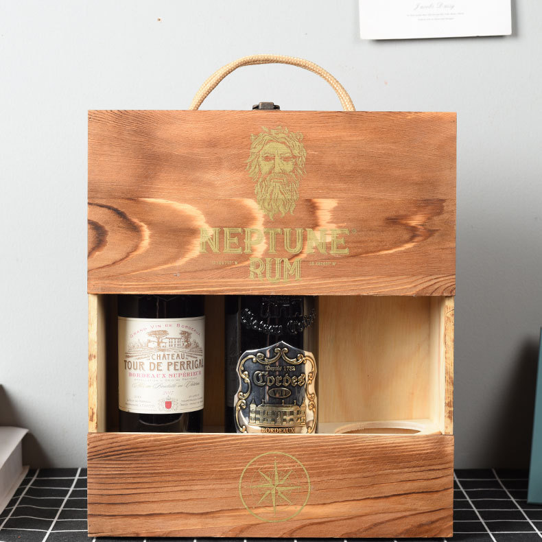 复古桐木木质红酒盒创意三支装红酒礼品盒葡萄酒包装木盒定 制