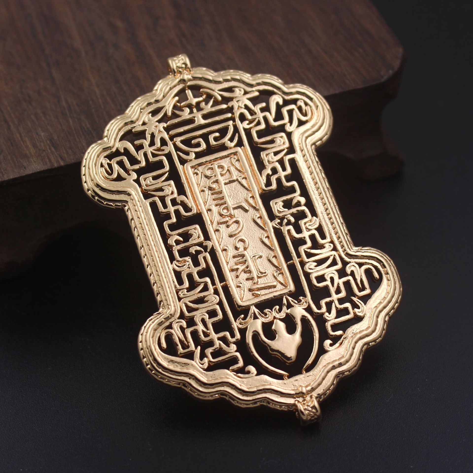 古风铸铜厚实双面令牌 diy汉服腰间挂饰51*77mm