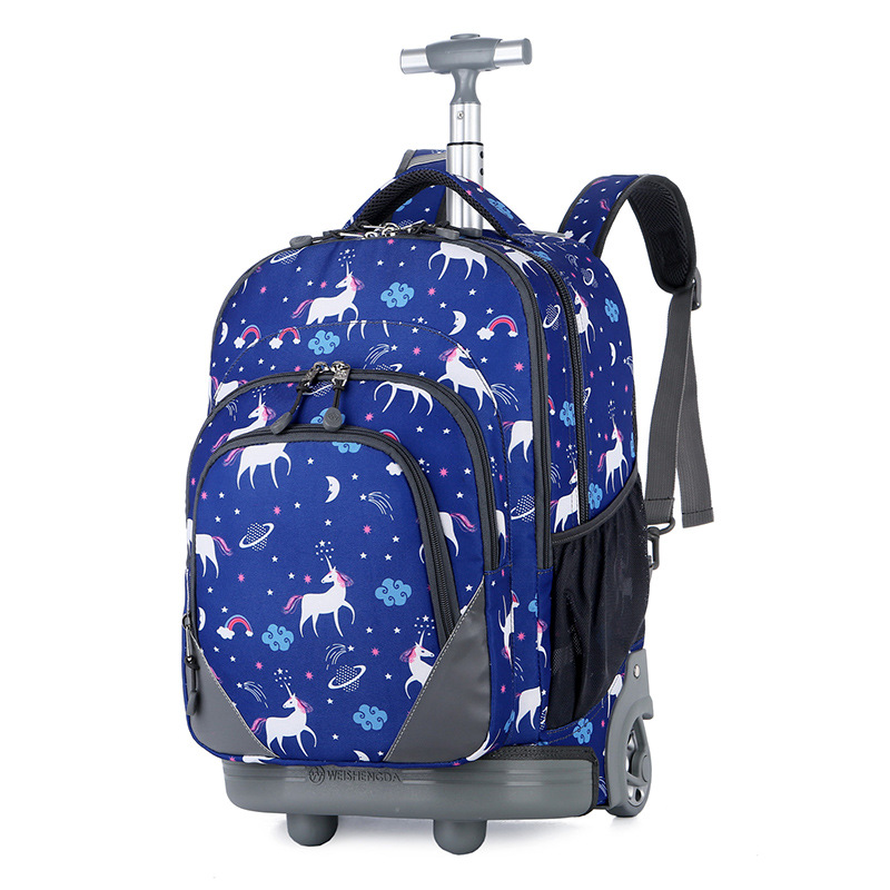 New Back Pull Dual-Purpose Trolley Schoolbag Primary and Secondary School Backpack Spine Protection Burden Reduction Large Capacity Multi-Interlayer Multi-Pattern