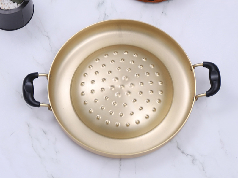 不锈钢不粘平底锅 加厚双耳凸面拱形烙锅 多用途凹凸面罗锅烙饼锅