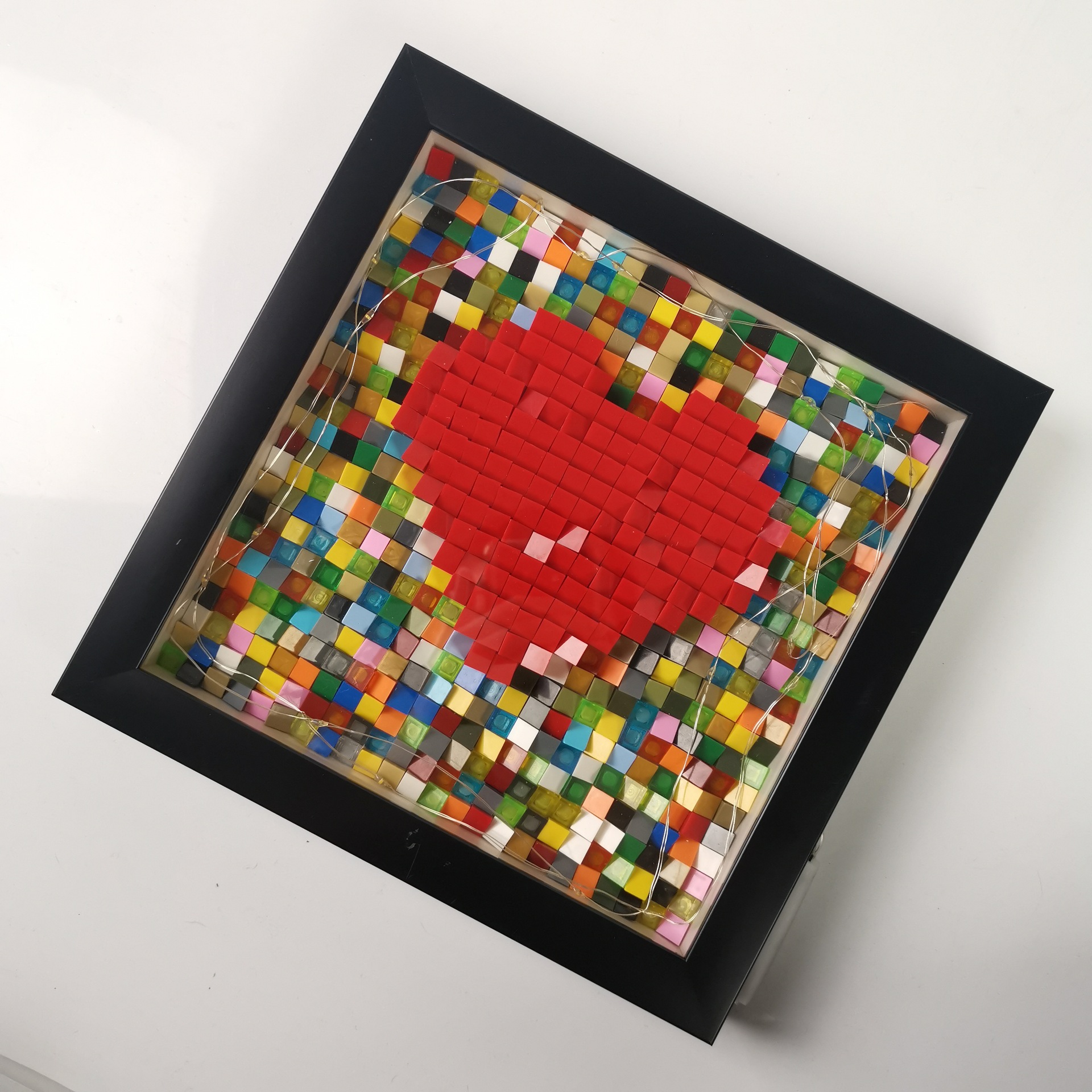 品兴像素画爱心积木diy小颗粒创意拼搭相框积木兼容乐高节日礼品
