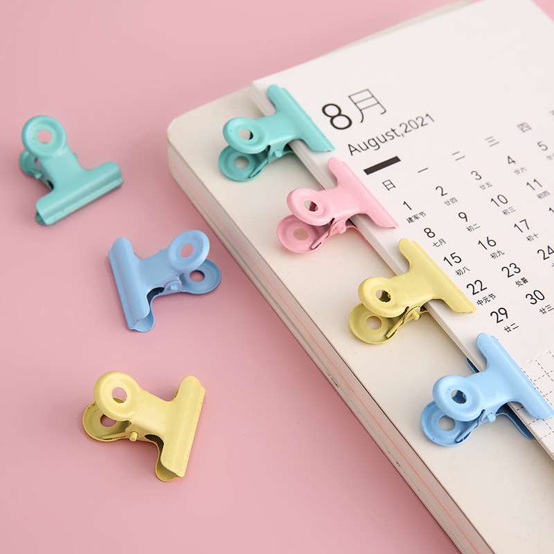 Creative Candy Color Metal Little Clip Macaron Small Book Holder Notebook DIY Handmade Clip School Paper Homework Clip