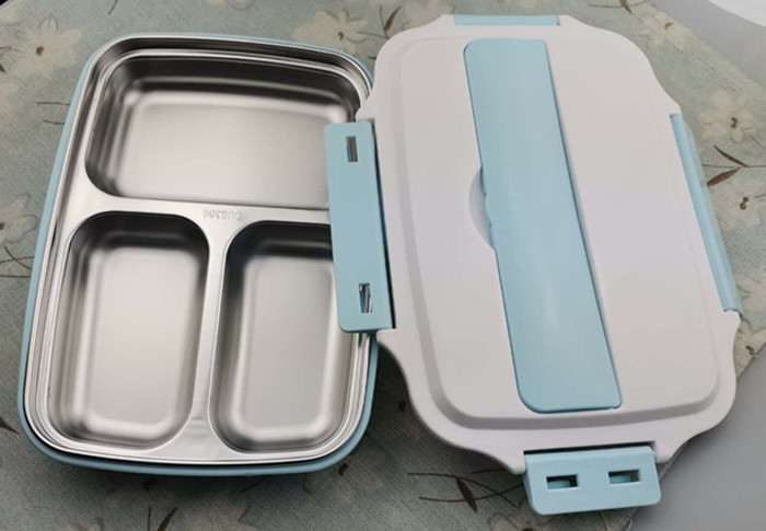 厂家直销304不锈钢饭盒 学生分格午餐盒 上班族便携餐盒可制logo