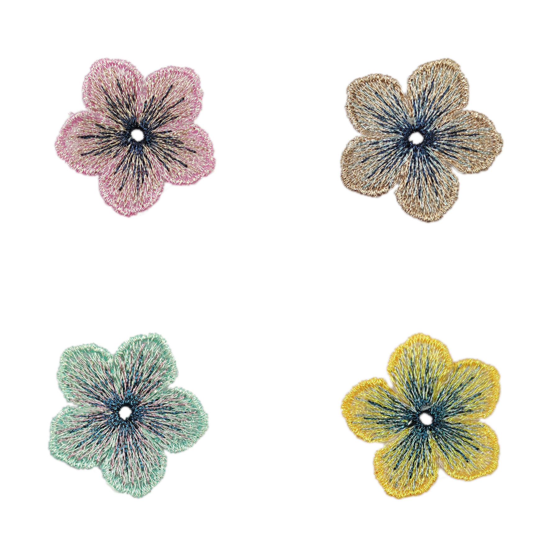 春夏发饰服装耳饰半成品饰品配件 小号五瓣花3.2cm刺绣布艺花朵