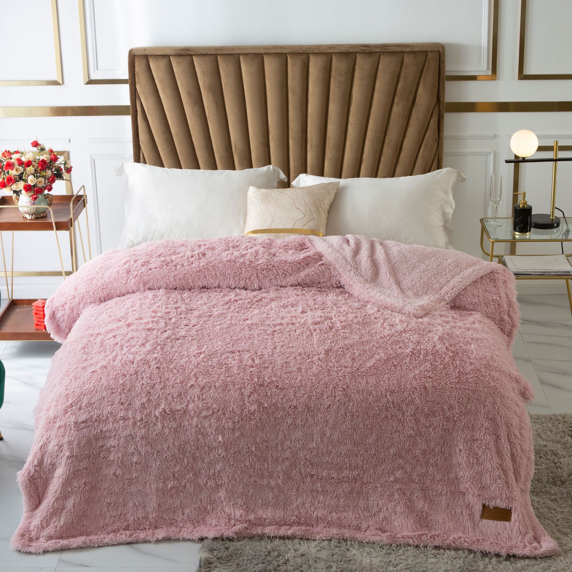 欧式纯色长毛羊羔绒毛毯 沙发毯子加厚盖毯空调毯摄影毯 跨境批发