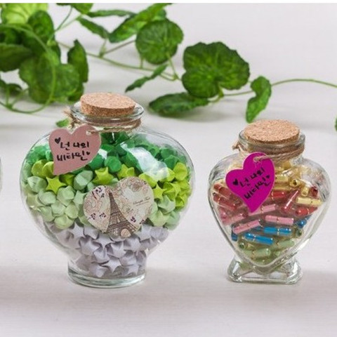 (空瓶)大中小号桃心玻璃瓶 爱心许愿星星瓶子装520颗礼品瓶漂流瓶
