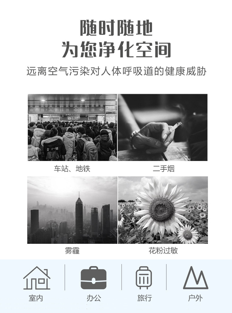 rkc26小型空气净化器 负离子随身氧吧项链迷你小熊创意